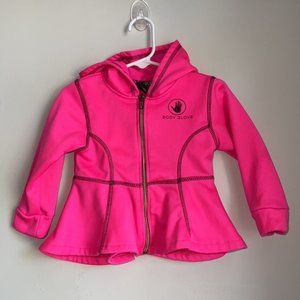 pink black zip up sweatshirt neon girls size 24 months athleisure